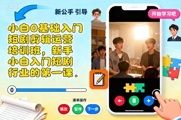 小白0基础入门短剧剪辑运营培训班,新手小白入门短剧行业的第一课-佳佳云创网