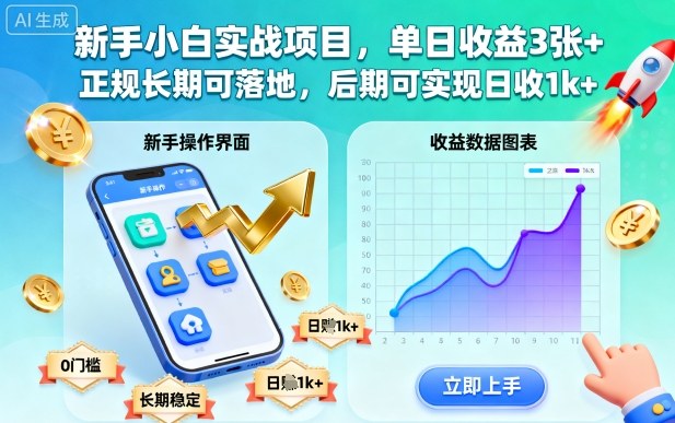 新手小白实战项目,单日收益3张+,正规长期可落地,后期可实现日收1k+【揭秘】-佳佳云创网