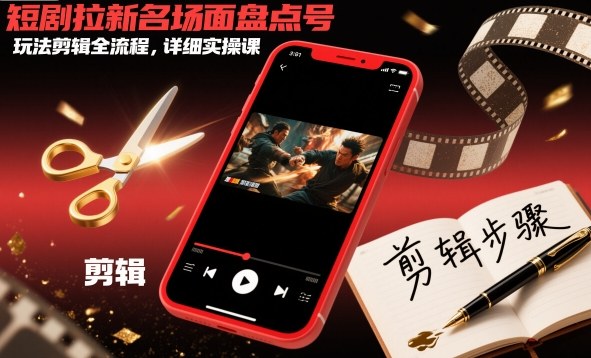 短剧拉新名场面盘点号玩法剪辑全流程,详细实操课-佳佳云创网