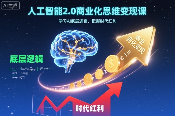 人工智能2.0商业化思维变现课,学习AI底层逻辑,把握时代红利-佳佳云创网