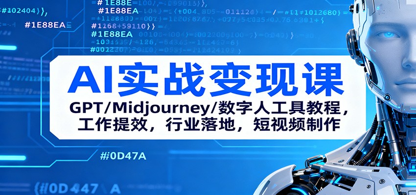 AI实战变现课:GPT/Midjourney/数字人工具教程,工作提效,行业落地,短视频制作-佳佳云创网