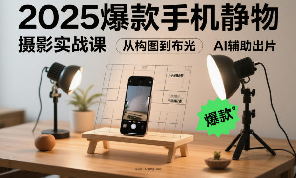 2025爆款手机静物摄影实战课,从构图到布光,不用贵设备,AI辅助出片-佳佳云创网