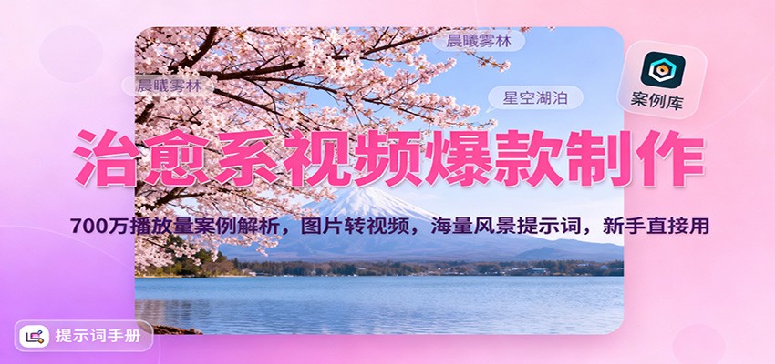 治愈系视频爆款制作,700万播放量案例解析,图片转视频,海量风景提示词,新手直接用-佳佳云创网