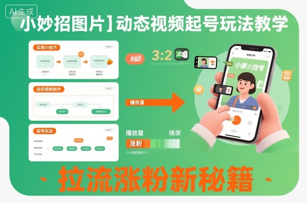 小妙招图片+动态视频起号玩法教学,拉流涨粉新秘籍-佳佳云创网