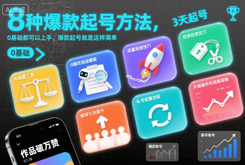 8种爆款起号方法,0基础都可以上手,爆款起号就是这样简单-佳佳云创网