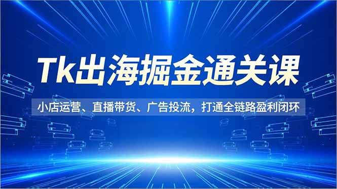 (16820期)Tk出海掘金通关课,小店运营、直播带货、广告投流,打通全链路盈利闭环-佳佳云创网