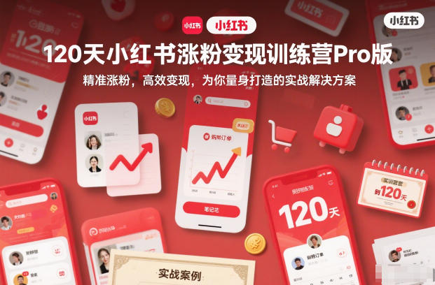 120天小红书涨粉变现训练营Pro版,精准涨粉,高效变现,为你量身打造的实战解决方案-佳佳云创网