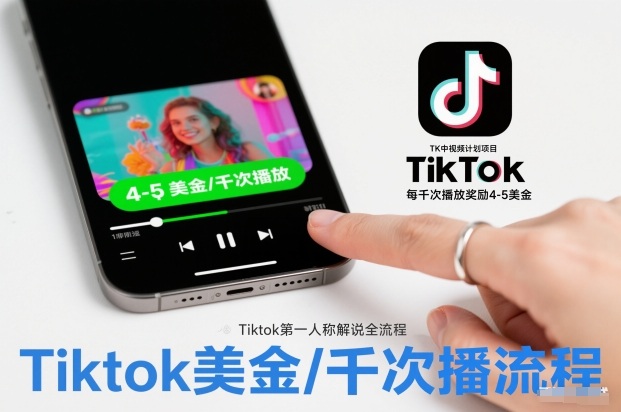 TK中视频计划项目,Tiktok第一人称解说流程,每干次播放奖励4-5美金-佳佳云创网