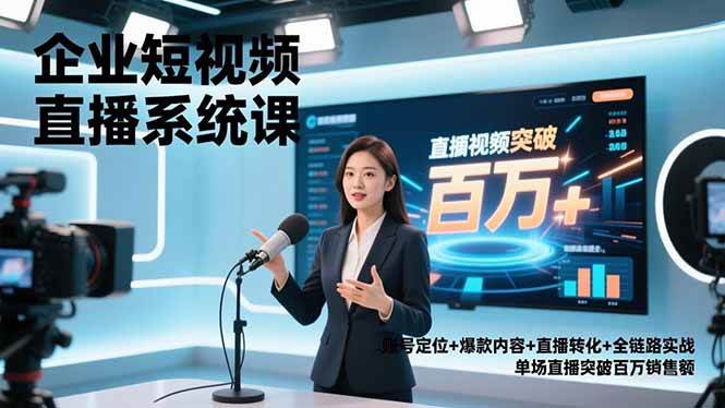(16878期)企业短视频直播系统课,账号定位+爆款内容+直播转化+全链路实战,单场直播突破百万销售额-佳佳云创网