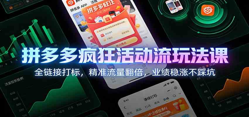 拼多多疯狂活动流玩法课:全链接打标,精准流量翻倍,业绩稳涨不踩坑-佳佳云创网