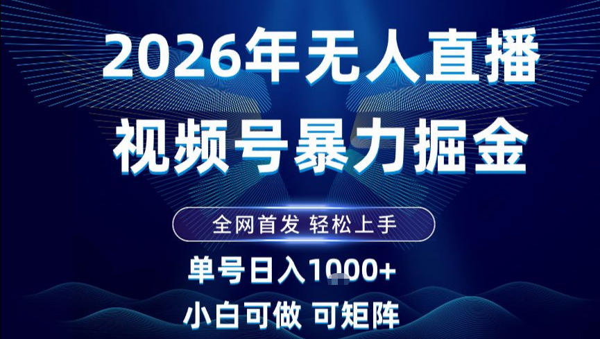 2026最新视频号无人直播掘金,全网首发,小白可以玩,长期稳定日入1k+【揭秘】-佳佳云创网