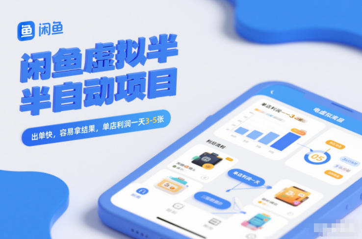 闲鱼虚拟半自动项目,出单快,容易拿结果,单店利润一天3-5张-佳佳云创网
