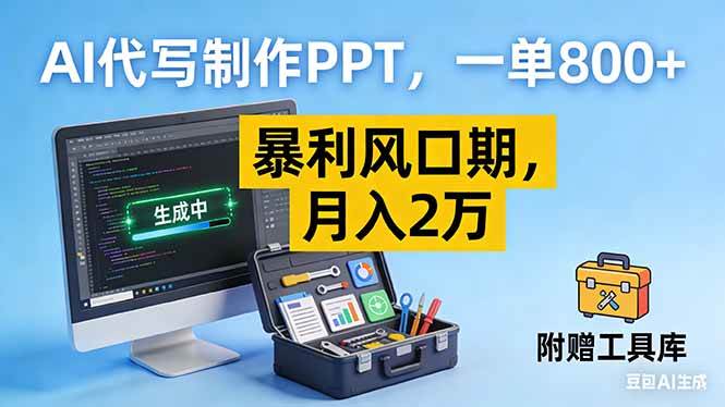 (16967期)AI代写制作PPT,一单800+, 暴利风口期,月入2万【附工具】-佳佳云创网