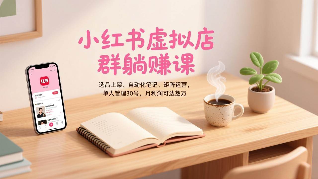 (17072期)小红书虚拟店群躺赚课,选品上架、自动化笔记、矩阵运营,单人管理30号,月利润可达数万-佳佳云创网