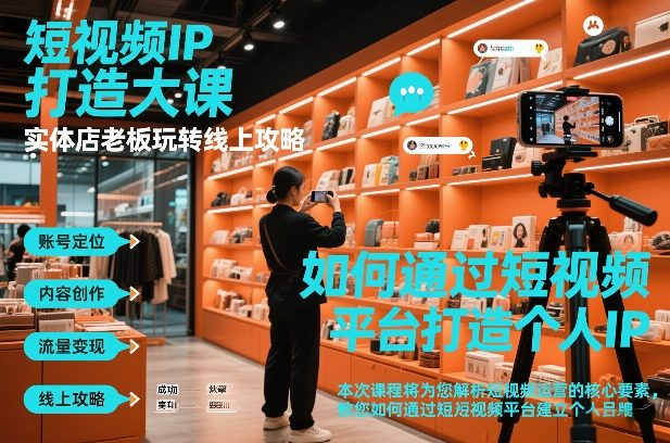 短视频ip打造大课,实体店老板玩转线上攻略-佳佳云创网