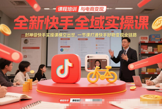 全新快手全域实操课,封神级快手实操课横空出世,一节课打通快手好物变现全链路-佳佳云创网