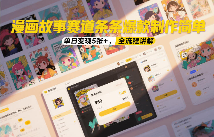 漫画故事赛道条条爆款制作简单,单日变现5张+,全流程讲解-佳佳云创网