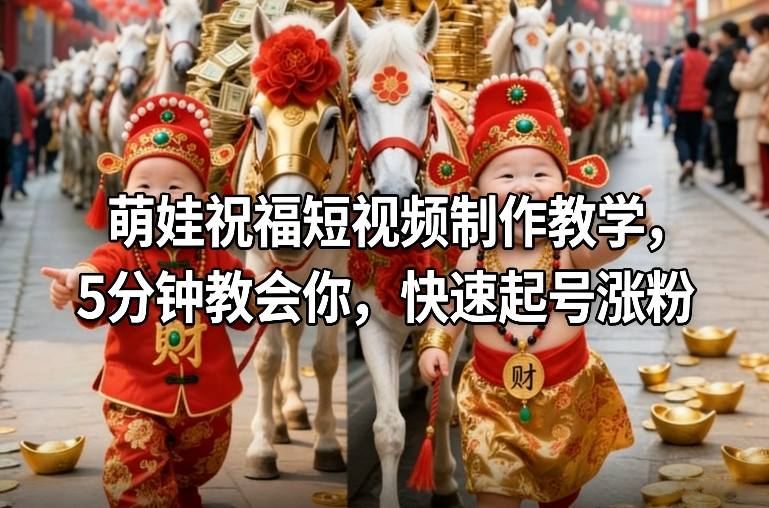 萌娃祝福短视频制作教学,5分钟教会你,快速起号涨粉-佳佳云创网