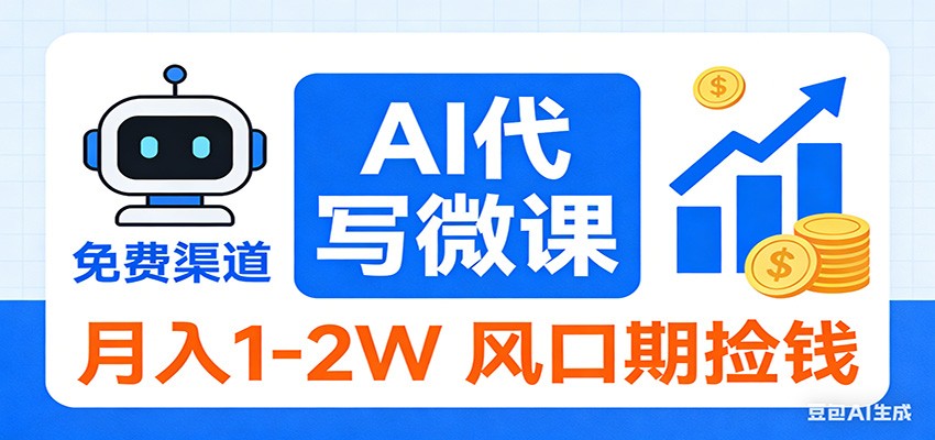 2026告别打工!AI 代写微课,提供免费渠道,月入 1-2W 风口期捡钱-佳佳云创网