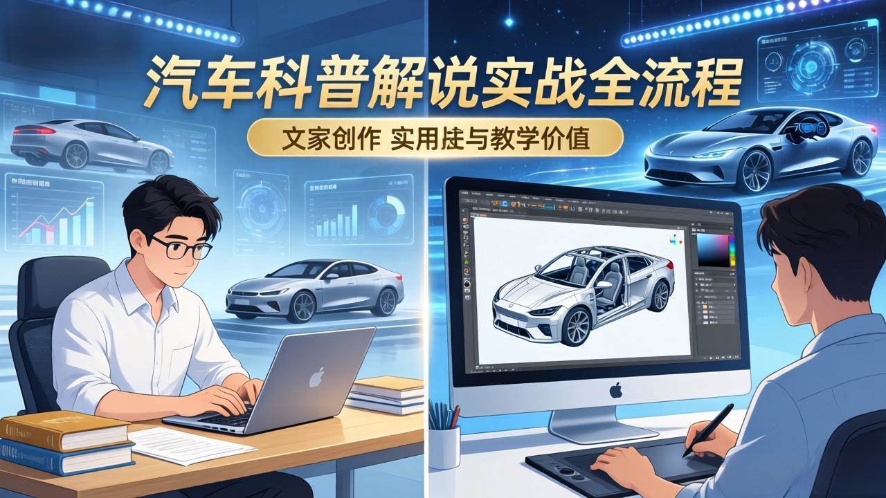 (17665期)抖音汽车科普解说实战:文案+动画+画面处理+去水印全流程,打造专业汽车科普视频-佳佳云创网