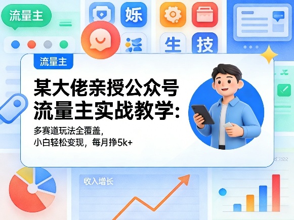 某大佬亲授公众号流量主实战教学:多赛道玩法全覆盖,小白轻松变现,每月多挣5k+-佳佳云创网