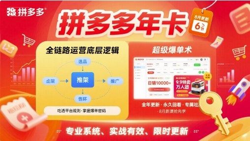 拼多多年卡,拼多多全链路运营底层逻辑,超级爆单术【更新26年3月29日】-佳佳云创网