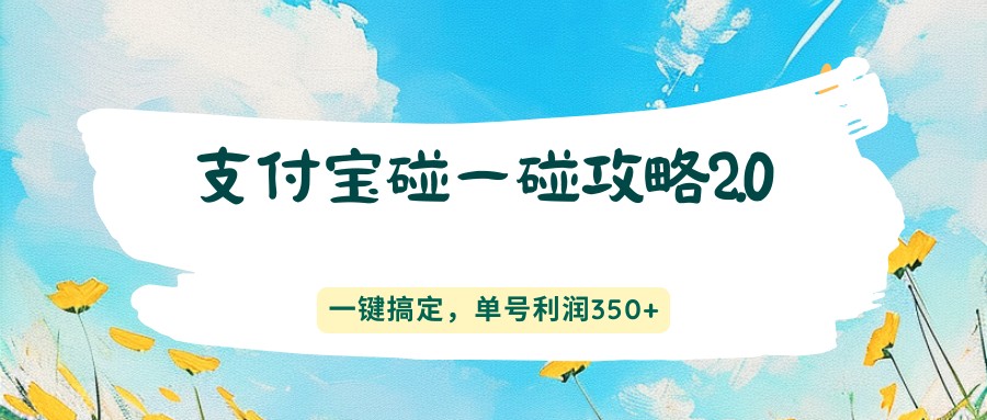 支付宝碰一碰攻略2.0,一键搞定,单号利润350+-佳佳云创网