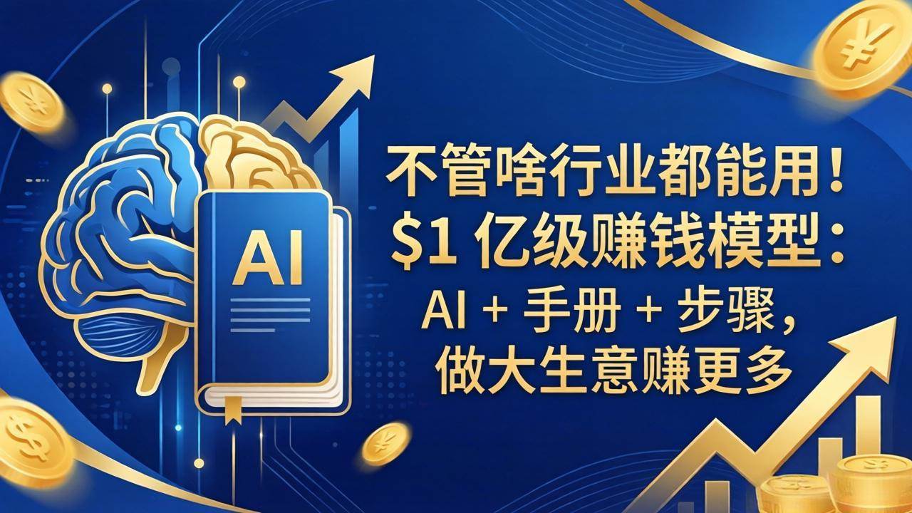 (18055期)不管啥行业都能用!$1 亿级赚钱模型:AI + 手册 + 步骤,做大生意赚更多-佳佳云创网