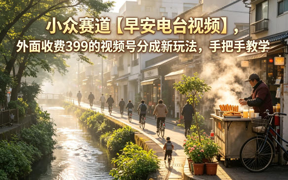 小众赛道【早安电台视频】,外面收费399的视频号分成新玩法,手把手教学-佳佳云创网