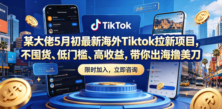 某大佬5月初最新海外Tiktok拉新项目,不囤货、低门槛、高收益,带你出海撸美刀-佳佳云创网