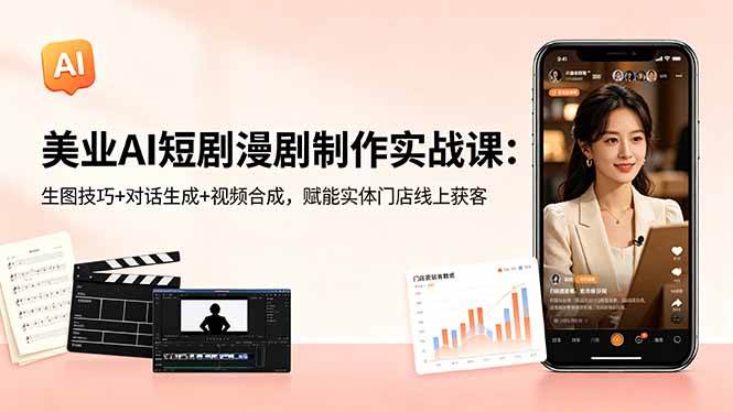 (18536期)美业AI短剧漫剧制作实战课:生图技巧+对话生成+视频合成,赋能实体门店线上获客-佳佳云创网