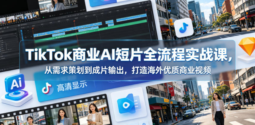 TikTok商业AI短片全流程实战课,从需求策划到成片输出,打造海外优质商业视频-佳佳云创网