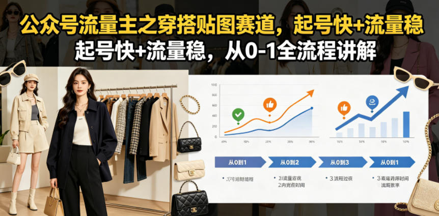 公众号流量主之穿搭贴图赛道,起号快+流量稳,从0-1全流程讲解-佳佳云创网