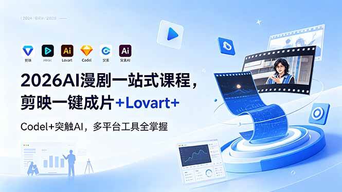 (18736期)2026AI 漫剧一站式课程,剪映一键成片+Lovart+Codel+突触AI,多平台工具全掌握-佳佳云创网