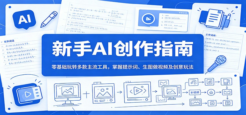 新手AI创作指南:零基础玩转多款主流工具,掌握提示词、生图做视频及创意玩法-佳佳云创网