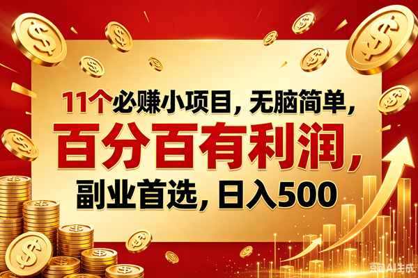 (18851期)11个必赚的小项目,百分百赚元子,无脑简单,副业首选,日入500+-佳佳云创网