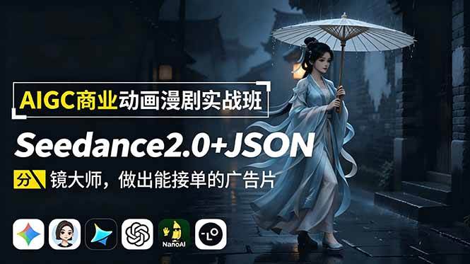 (18849期)AIGC商业动画漫剧实战班:Seedance2.0+JSON分镜大师,做出能接单的广告片-佳佳云创网