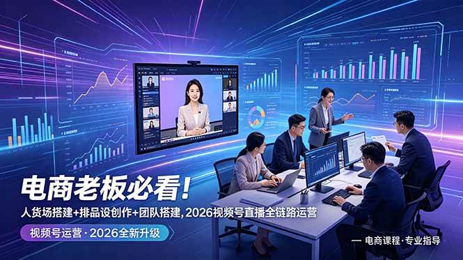 (18845期)电商老板必看!人货场搭建+排品设计+素材创作+团队搭建,2026视频号直播全链路运营-佳佳云创网