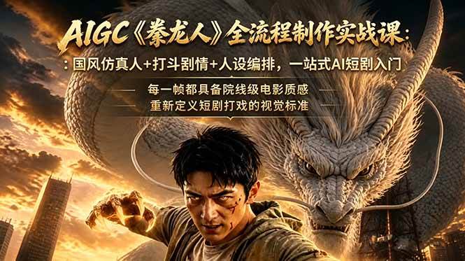 (18849期)AIGC《豢龙人》全流程制作实战课:国风仿真人+打斗剧情+人设编排,一站式AI短剧入门-佳佳云创网