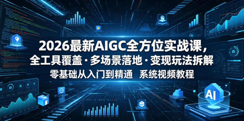 2026最新AIGC全方位实战课,全工具覆盖・多场景落地・变现玩法拆解,零基础从入门到精通系统视频教程-佳佳云创网