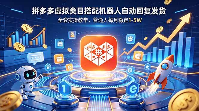 (18884期)拼多多虚拟类目搭配机器人自动回复发货,全套实操教学,普通人每月稳定 1-5W-佳佳云创网