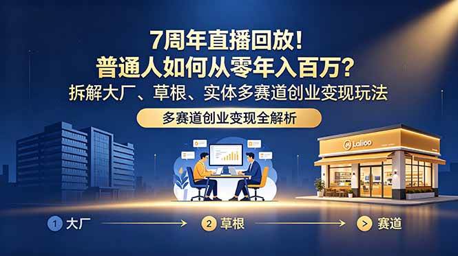 (18894期)7周年直播回放!普通人如何从零年入百万?拆解大厂、草根、实体多赛道创业变现玩法-佳佳云创网