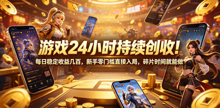 游戏24小时持续创收!每日稳定收益几百,新手零门槛直接入局,碎片时间就能做【揭秘】-佳佳云创网