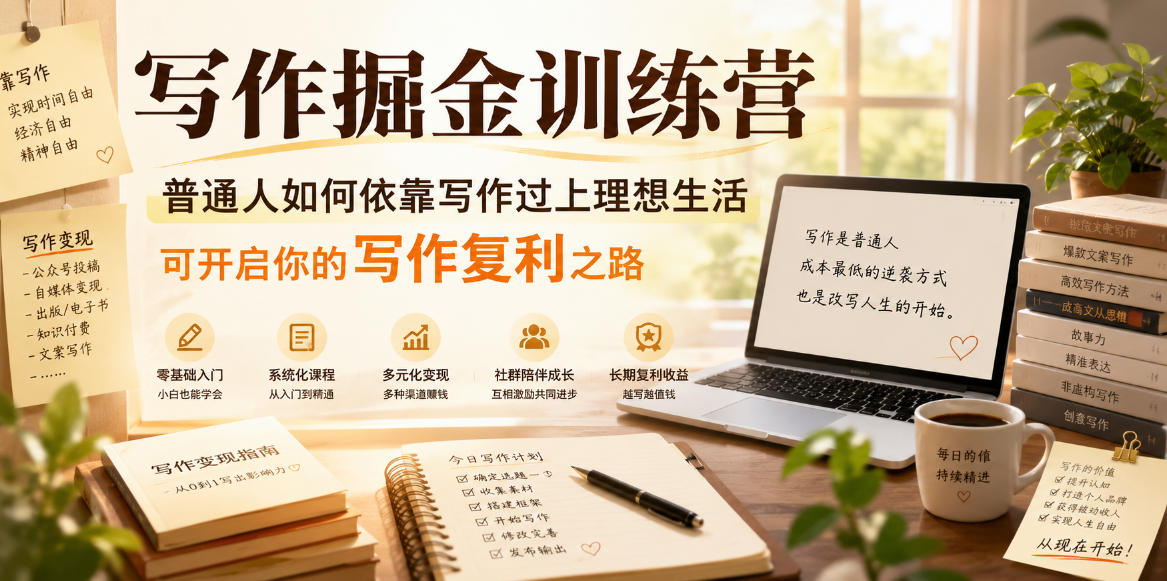 写作掘金训练营,普通人如何依靠写作过上理想生活,可开启你的写作复利之路(更新6月)-佳佳云创网
