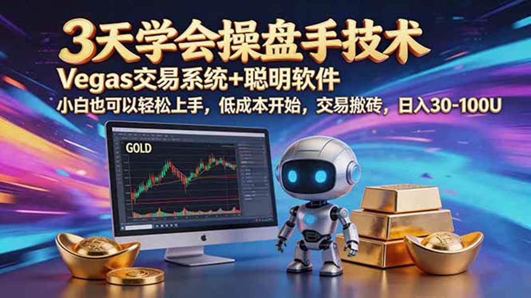 (19005期)三天学会操盘手技术,vegas技术+聪明软件,小白也可以轻松上手,日入500+-佳佳云创网