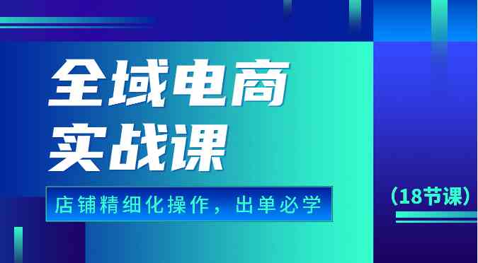 全域电商实战课，个人店铺精细化操作流程，出单必学内容（18节课）-佳佳云创网