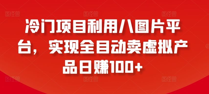 冷门项目利用八图片平台，实现全目动卖虚拟产品日赚100+【揭秘】-佳佳云创网