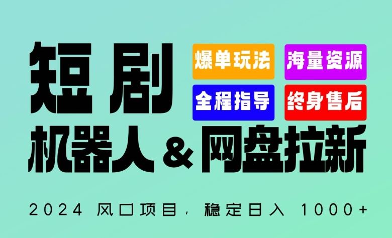 2024“短剧机器人+网盘拉新”全自动运行项目，稳定日入1000+，你的每一条专属链接都在为你赚钱【揭秘】-佳佳云创网