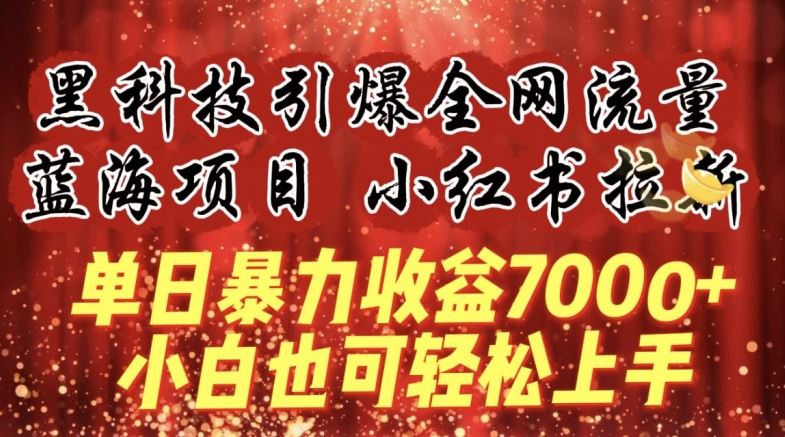 蓝海项目!黑科技引爆全网流量小红书拉新，单日暴力收益7000+，小白也能轻松上手【揭秘】-佳佳云创网