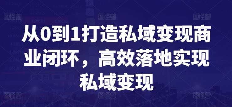 从0到1打造私域变现商业闭环，高效落地实现私域变现-佳佳云创网